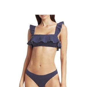 Eberjey Navy Polka Dot Ruffle Bikini